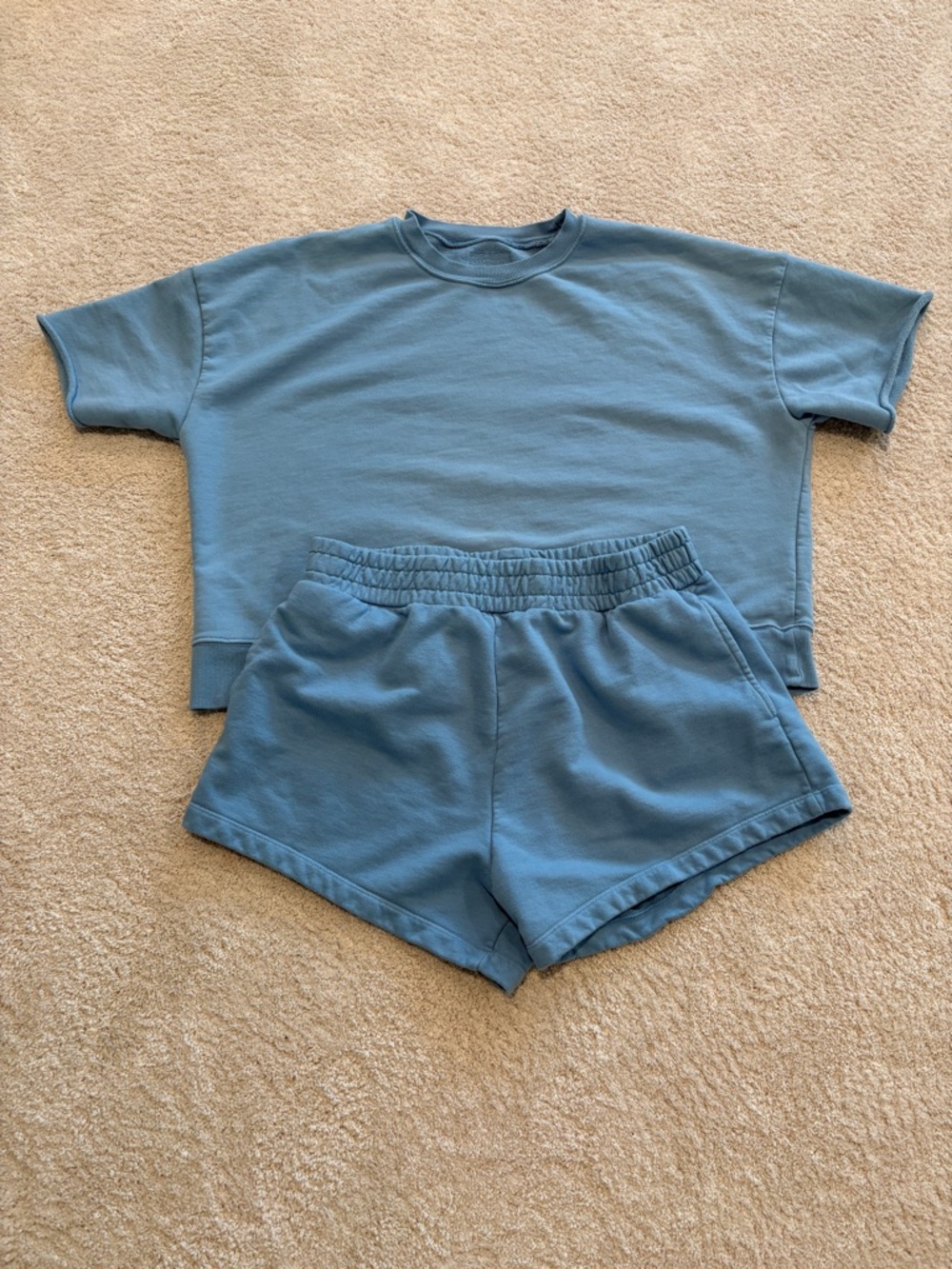Daily Drills Dusty Blue Short Sleeve Top & Elastic Waist Shorts Set